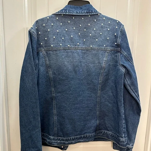 Tantrums women denim western trucker jacket size L pearls - Picture 5 of 5